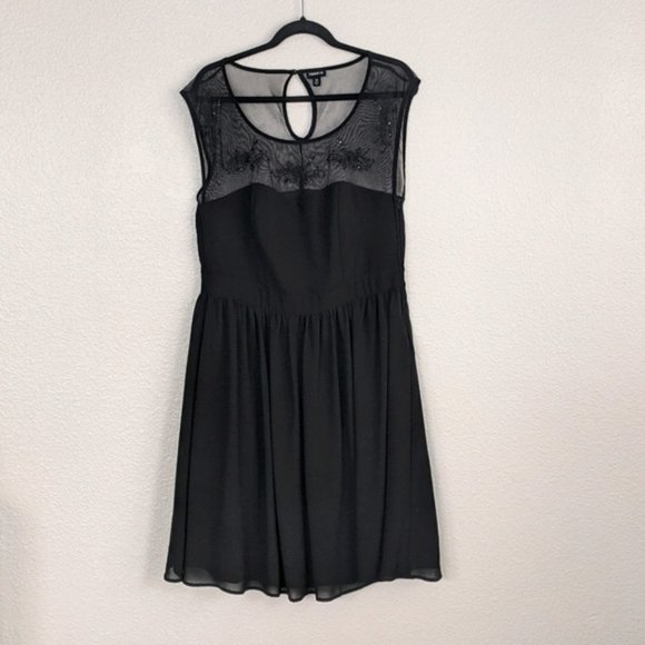 Torrid Black Dress Mesh w/ Beaded Embroidery Dress - Picture 1 of 13